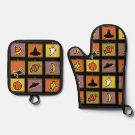 Halloween Kitchen Decor Ovenwant & Pannenlap Set