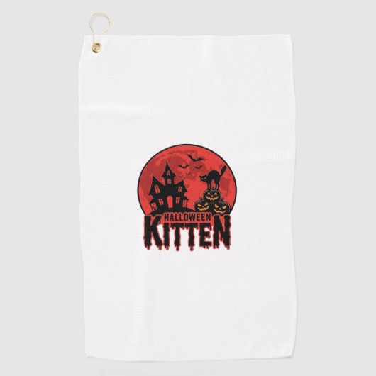 Halloween Kitten Geheime Huis Kat Grafisch_1 Golfhanddoek (Voorkant)