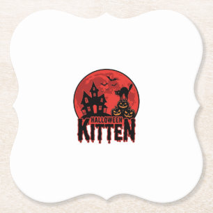 Halloween Kitten Geheime Huis Kat Grafisch_1 Kartonnen Onderzetters