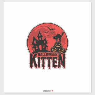 Halloween Kitten Geheime Huis Kat Grafisch_1 Sticker