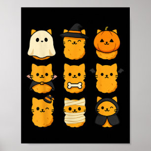 Halloween Kitten Nuggets Voedsel Pun Kat Liefhebbe Poster