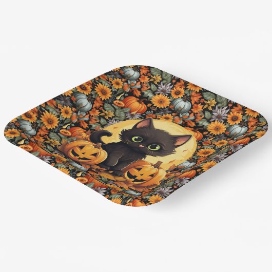 Halloween Kitten Papieren Bordje (Gebogen)