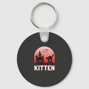Halloween Kitten Spokenhuis Kat Ontwerp_1 Sleutelhanger