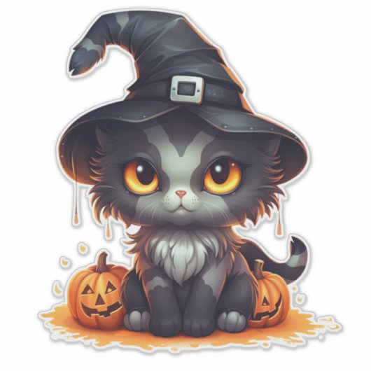Halloween Kitten Sticker (Voorkant)