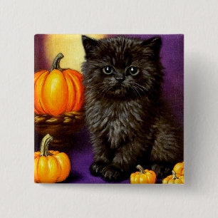 Halloween kitten Vierkante Button 5,1 Cm