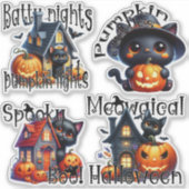 Halloween Kittens en pompoenen Sticker Blad (Voorkant)