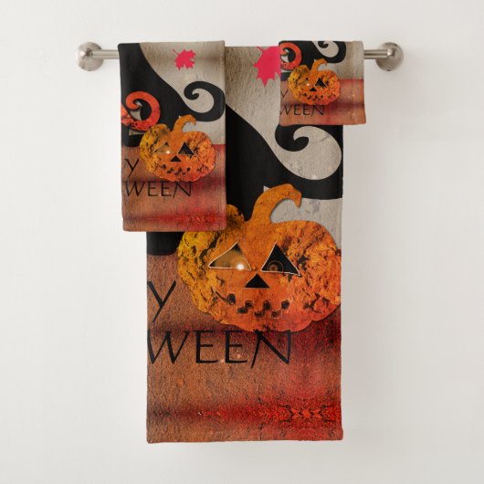 Halloween Kitty Cat Bath Towel Set Bad Handdoek (Insitu)