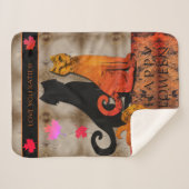 Halloween Kitty Cat Sherpa Deken (Voorkant (horizontaal))