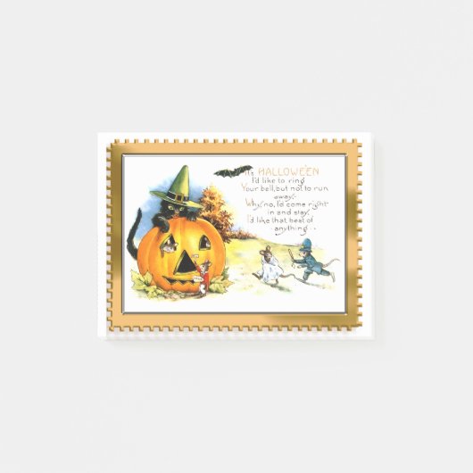 Halloween Kitty zit in Jack O Lantern Post-it® Notes (Voorkant)