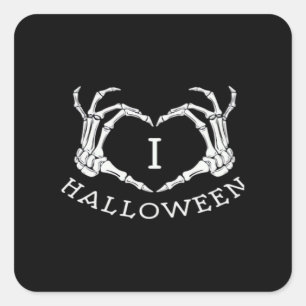 Halloween! Klassiek - Skelet Handen Hart Vierkante Sticker