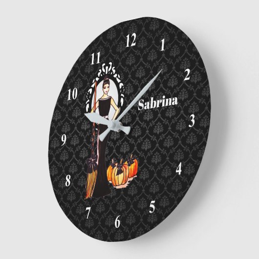 Halloween Klassieke Elegante Lange Zwarte Jurk Grote Klok (Hoek)