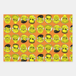 Halloween klassieke film monsters inpakpapier vel