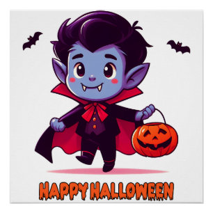 Halloween - Kleine Vampier en citrouille Perfect Poster
