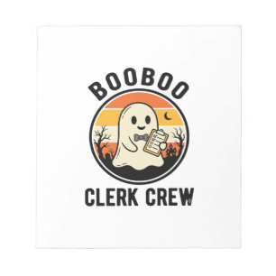 Halloween Klerk BooBoo Geest Crew Vintage_1 Notitieblok