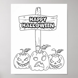 Halloween kleuren en zelf schilderen poster