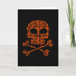 Halloween kleuren! Oranje en zwarte schedels Kaart