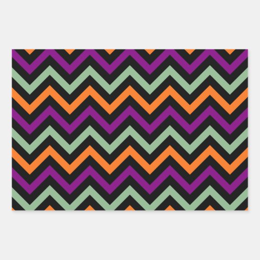 Halloween Kleuren Polka Dots, Strepen en Chevron Inpakpapier Vel (Voorkant 3)
