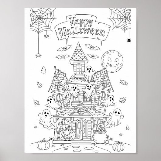 Halloween kleurplaat - A Haunted Mansion Poster (Voorkant)