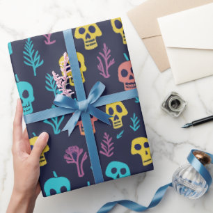 Halloween kleurrijk schedelpatroon cadeaupapier