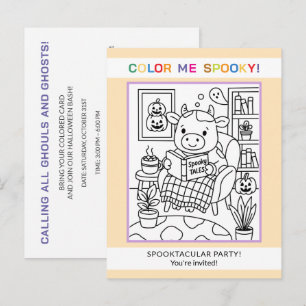 Halloween kleuruitnodiging voor tieners en volwass briefkaart