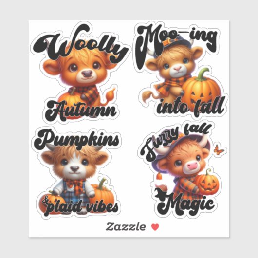 Halloween Koe en Jack-o'-Lanterns Sticker Blad (Vel)