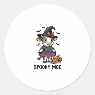 Halloween Koe Shirt Lieve Heks Kalf Gravering Kuns Ronde Sticker
