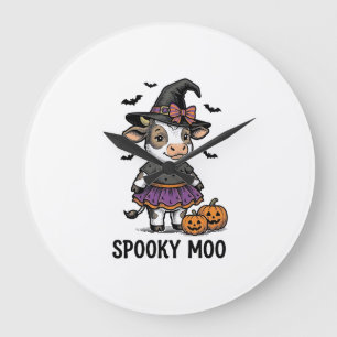 Halloween Koe Shirt Schattige Heks Kalf Gravering Grote Klok