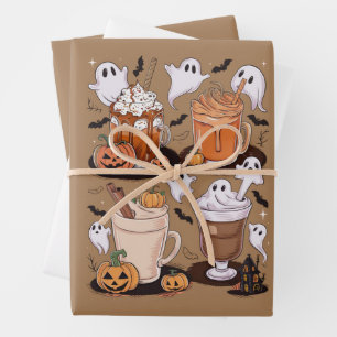 Halloween-koffie Cute Fall Iced Coffee Liefhebber Inpakpapier Vel