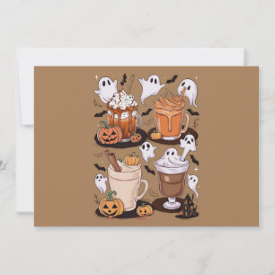 Halloween Koffie Cute Herfst Iced Koffie Liefhebbe Feestdagenkaart