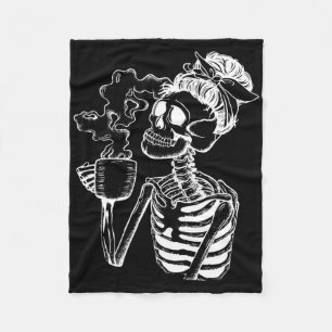 Halloween Koffie Drink Skeleton Teacher Lazy Di Fleece Deken
