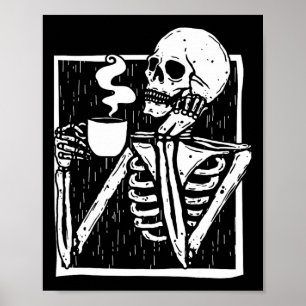 Halloween koffie drink skeletschedel poster