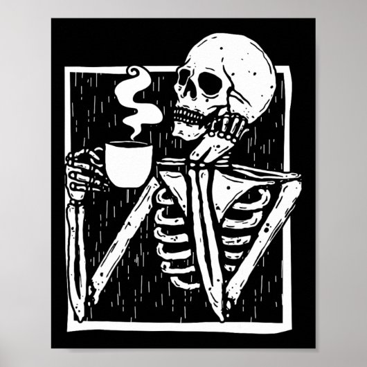 Halloween koffie drink skeletschedel poster (Voorkant)