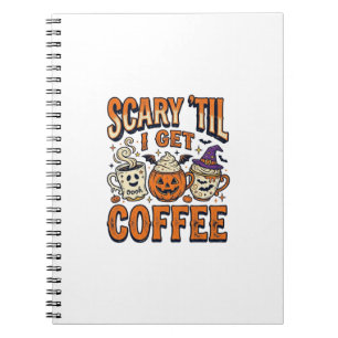 Halloween Koffie Eng Tot Koffie Vintage Shirt_ Notitieboek