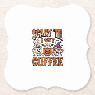 Halloween Koffie Eng Tot Koffie Vintage T-shirt_ Kartonnen Onderzetters