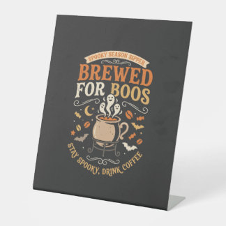 Halloween Koffie Geest Viering Reclamebord Met Voetstuk