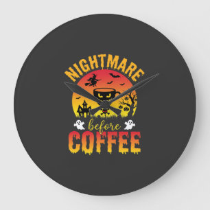 Halloween Koffie Nachtmerrie Voor Koffie Griezelig Grote Klok