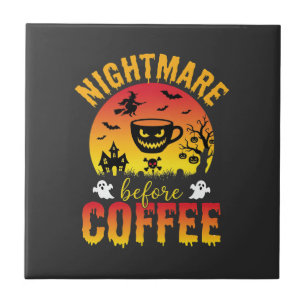 Halloween Koffie Nachtmerrie Voor Koffie Griezelig Tegeltje