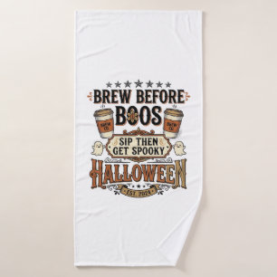 Halloween Koffie Shirt Brouw Voor Boosjes Vintage Badhanddoek
