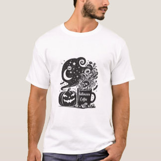 Halloween Koffie Zwart en Wit Hekserige Brouwsel K T-shirt
