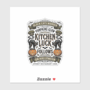 Halloween Kok Shirt Vintage Zwarte Kat Pompoen Kit Sticker