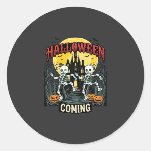 Halloween Komende Dansende Skeletten Kasteel Pompo Ronde Sticker