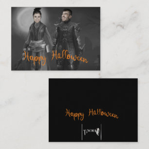 Halloween koning en koningin van het donker notitiekaartje
