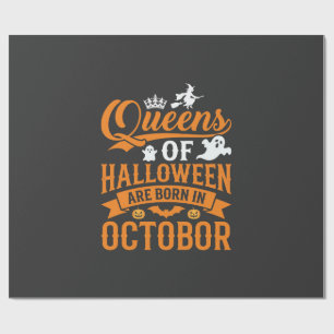 Halloween Koninginnen Geboren in Oktober Vintage T Cadeaupapier
