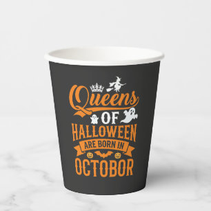 Halloween Koninginnen Geboren in Oktober Vintage T Papieren Bekers