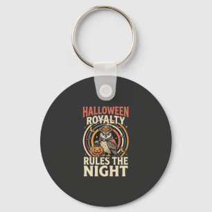 Halloween Koninklijk Retro Uil Sleutelhanger