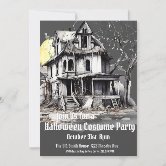 Halloween Kostuum Feest, Haunted House Kaart (Voorkant)