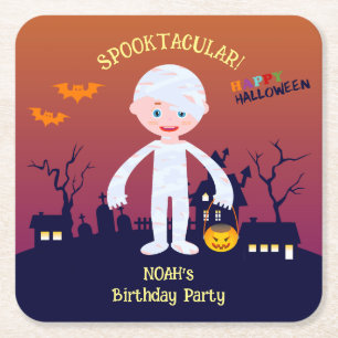 Halloween Kostuum Jongen Verjaardagsfeest Vierkante Kartonnen Onderzetter