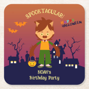 Halloween Kostuum Jongen Verjaardagsfeest Vierkante Kartonnen Onderzetter