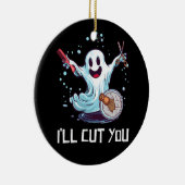 Halloween Kostuum Kapper Ghost Haarstylist I' Keramisch Ornament (Rechts)