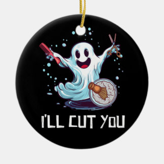 Halloween Kostuum Kapper Ghost Haarstylist I' Keramisch Ornament